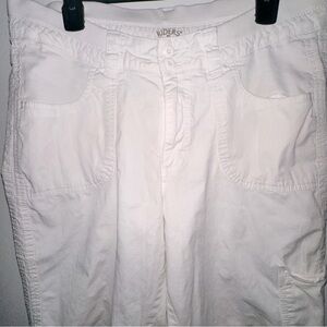 Riders By Lee Womens White Capri Pants Size 14 Cotton fabric elastic waist